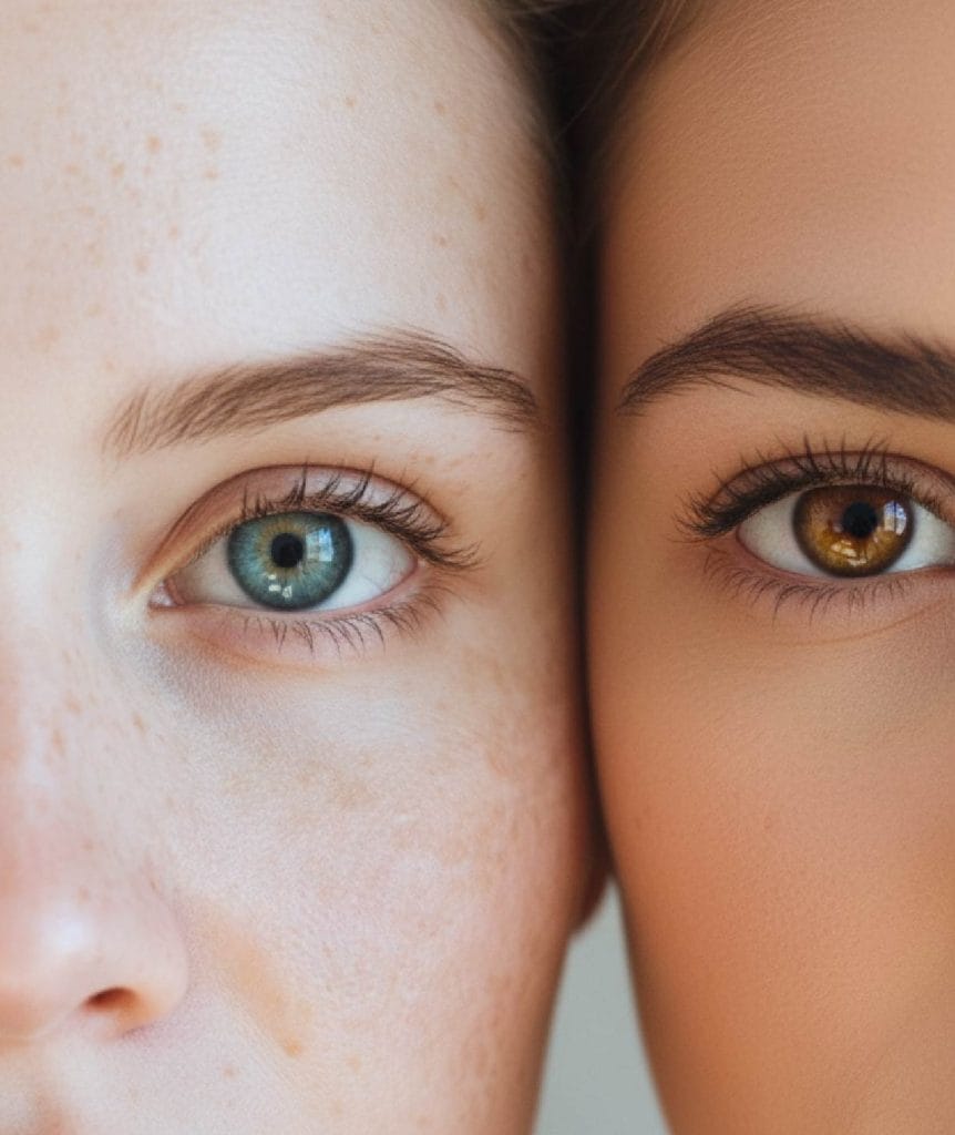 Primer plano de piel sana y cuidada en Clínica Etérea Valencia